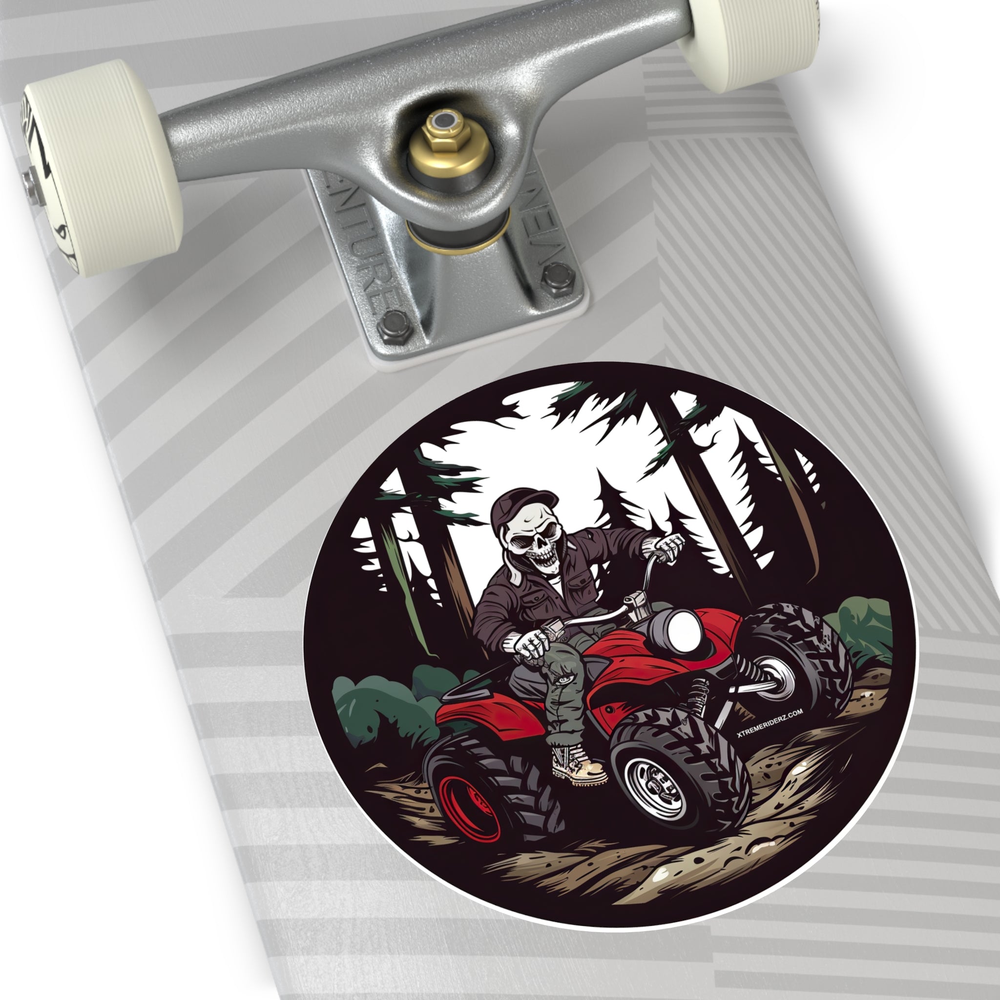 Skeleton on ATV- Xtreme Riderz- Round Vinyl Stickers
